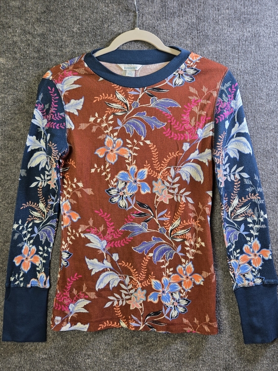 Sundance Tops - Sundance T Shirt Women PS Burnt Orange Blue Floral Thermal Earthy Fall Layering